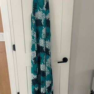 LOFT Teal and White Floral Dress
